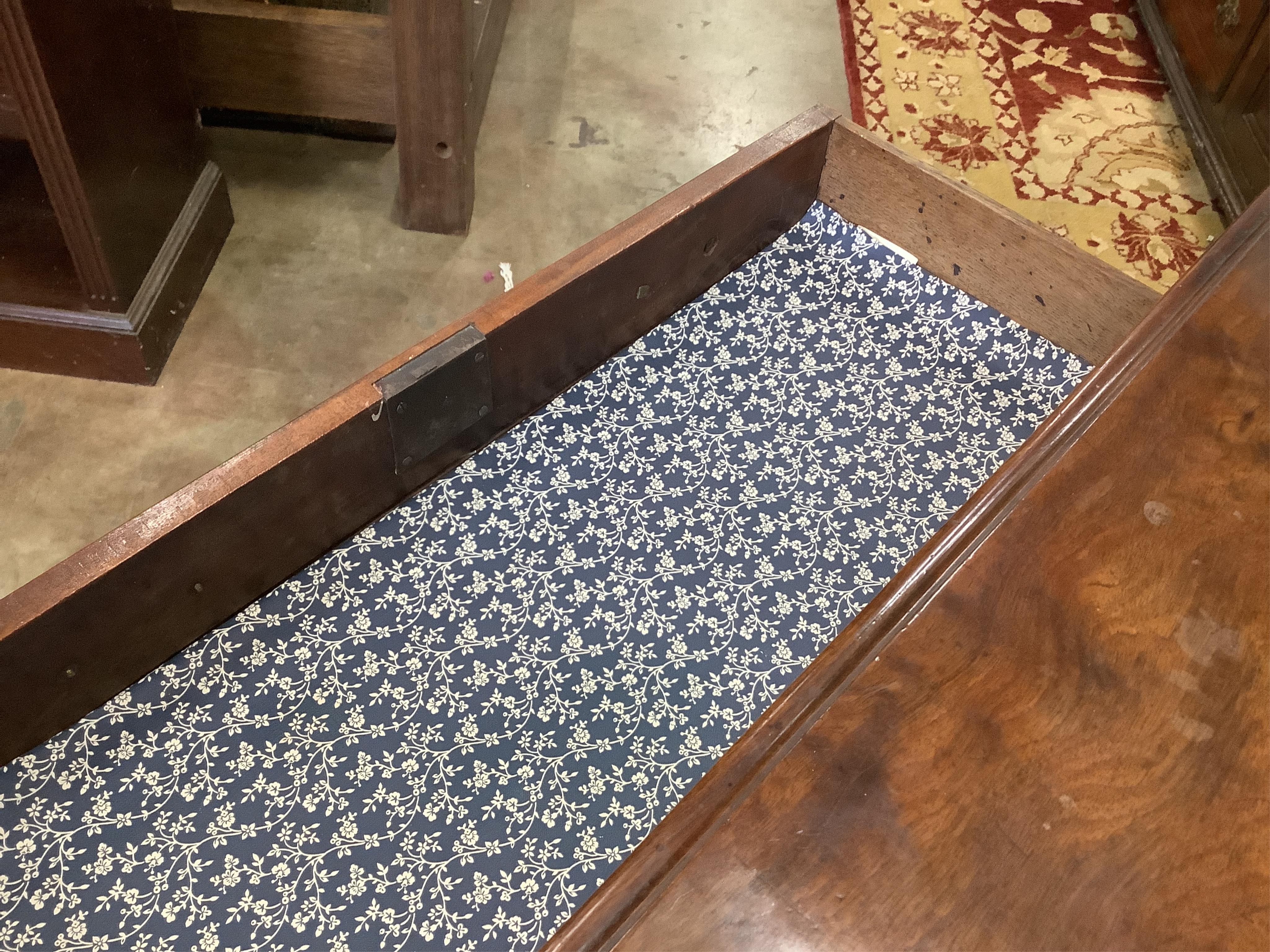 A small George III mahogany chest, fitted four long drawers, beneath a brushing slide, width 80cm, depth 49cm, height 81cm. Condition - fair